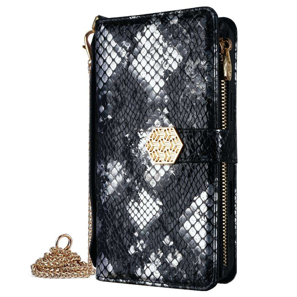 For Redmi K80 Ultra Crossbody Handle Snake Texture Leather Phone Case(Black)