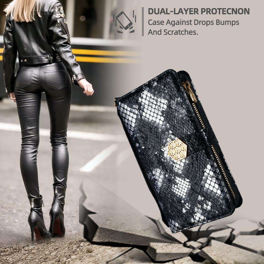 For Redmi K80 Ultra Crossbody Handle Snake Texture Leather Phone Case(Black)