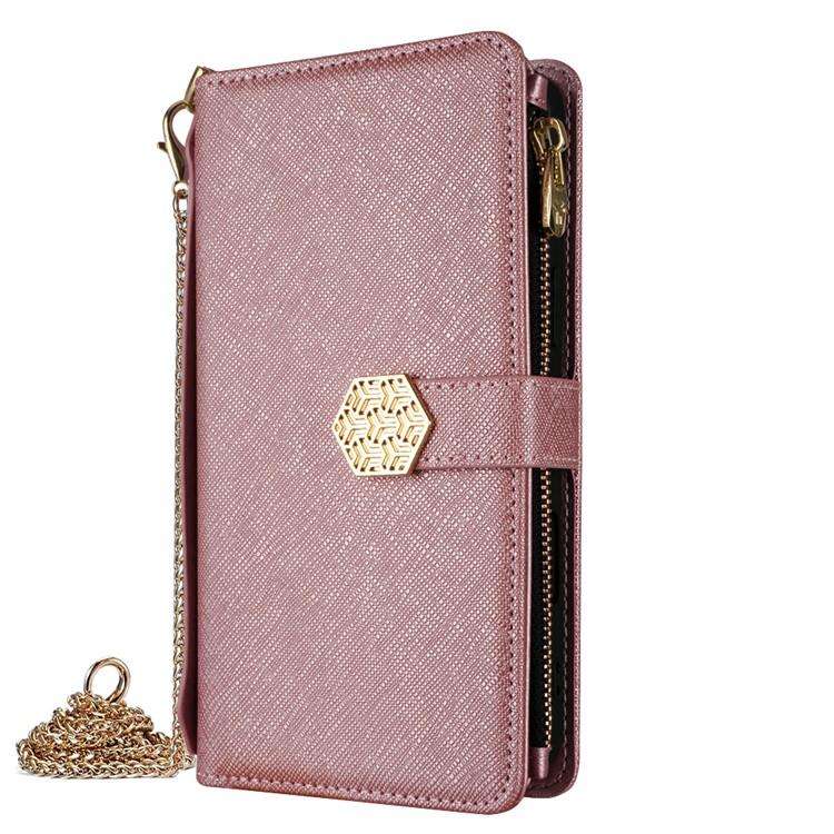 For Redmi K80 Ultra Crossbody Handle Cross Texture Leather Phone Case(Rose Gold)