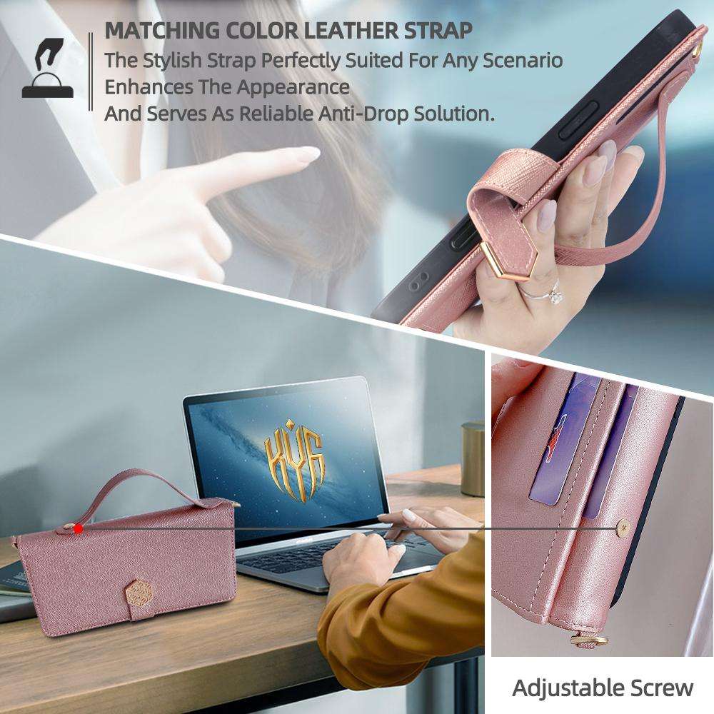 For Redmi K80 Ultra Crossbody Handle Cross Texture Leather Phone Case(Rose Gold)