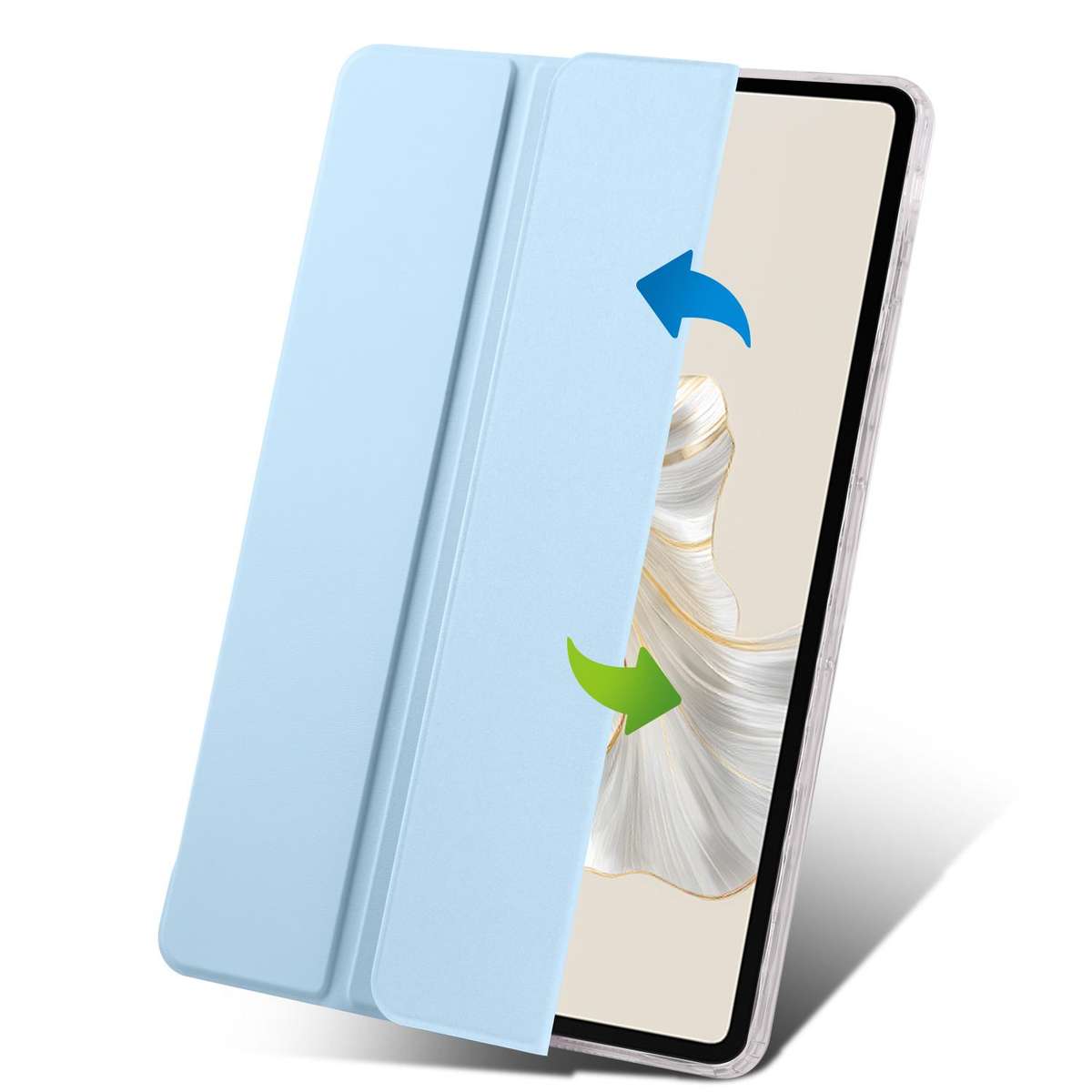 For Honor Pad 9 3-Fold Clear Acrylic Leather Tablet Case(Ice Blue)