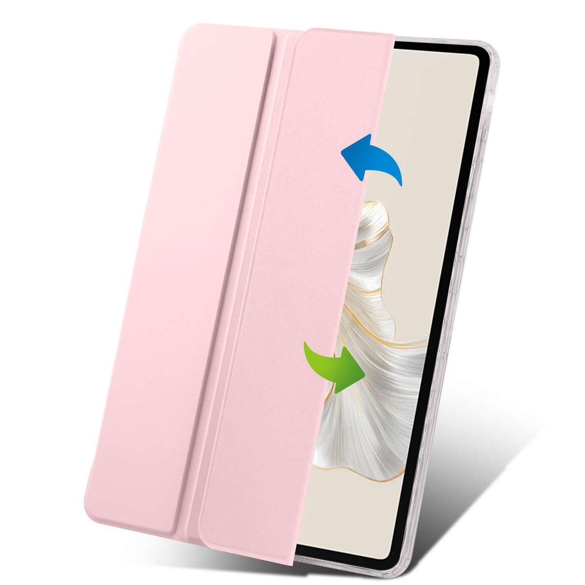 For Honor Pad 9 3-Fold Clear Acrylic Leather Tablet Case(Pink)