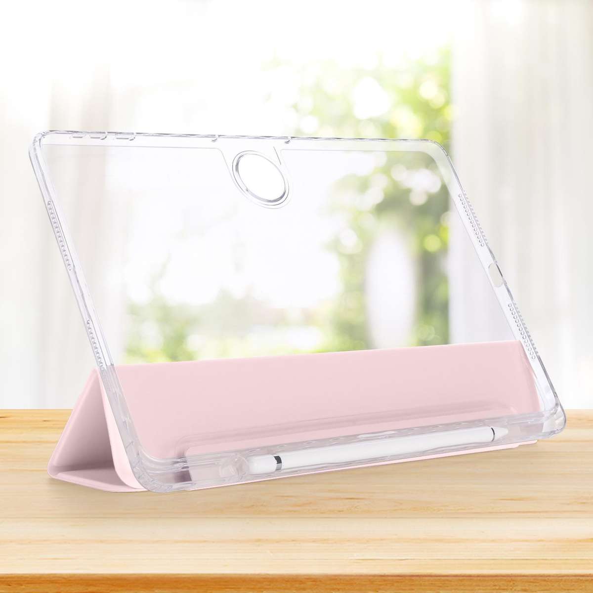 For Honor Pad 9 3-Fold Clear Acrylic Leather Tablet Case(Pink)