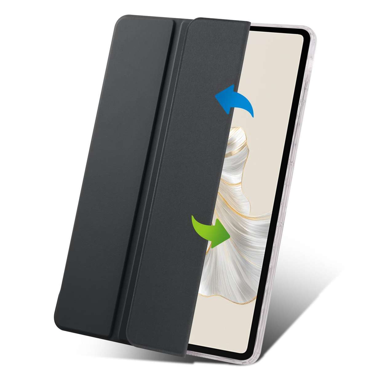 For Honor Pad 9 3-Fold Clear Acrylic Leather Tablet Case(Black)