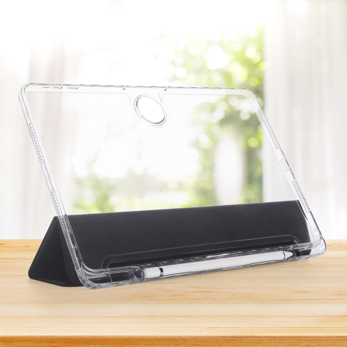 For Honor Pad 9 3-Fold Clear Acrylic Leather Tablet Case(Black)