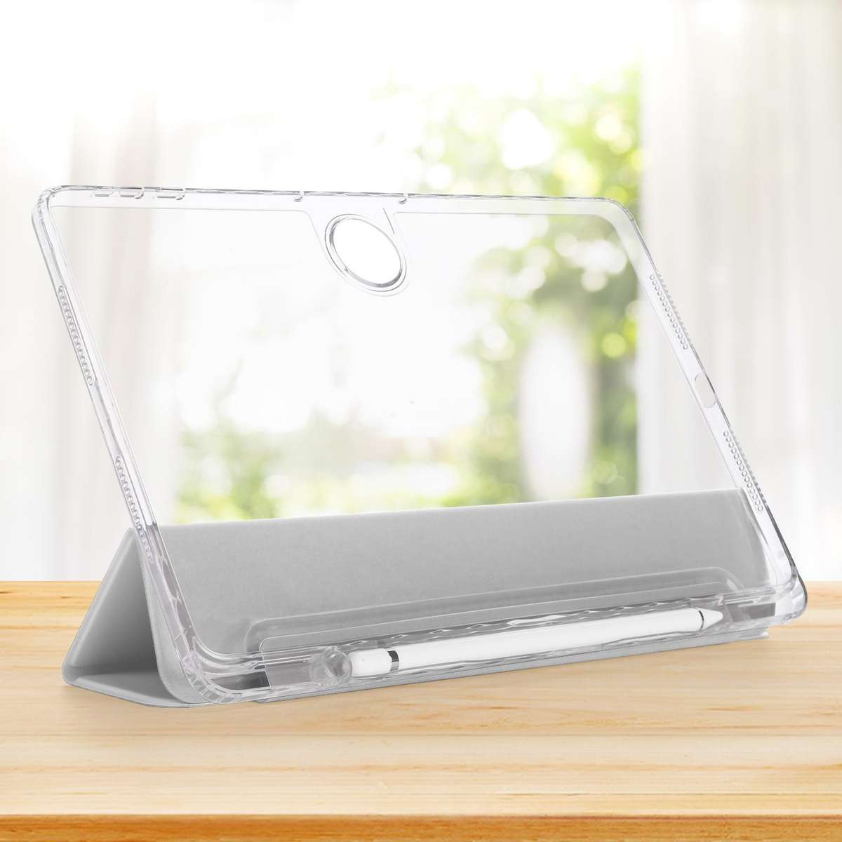 For Honor Pad 9 3-Fold Clear Acrylic Leather Tablet Case(Gray)
