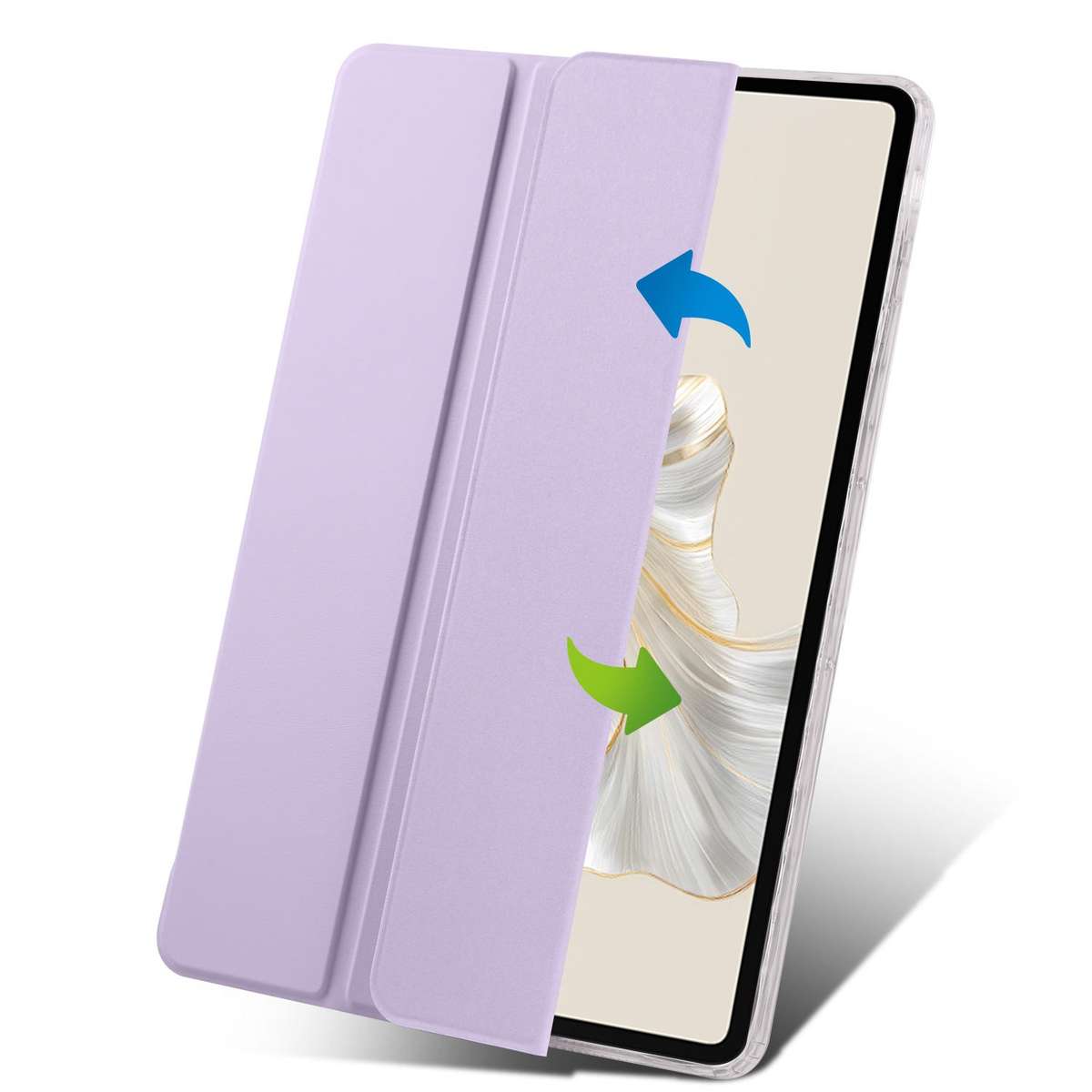 For Honor Pad 9 3-Fold Clear Acrylic Leather Tablet Case(Taro Purple)