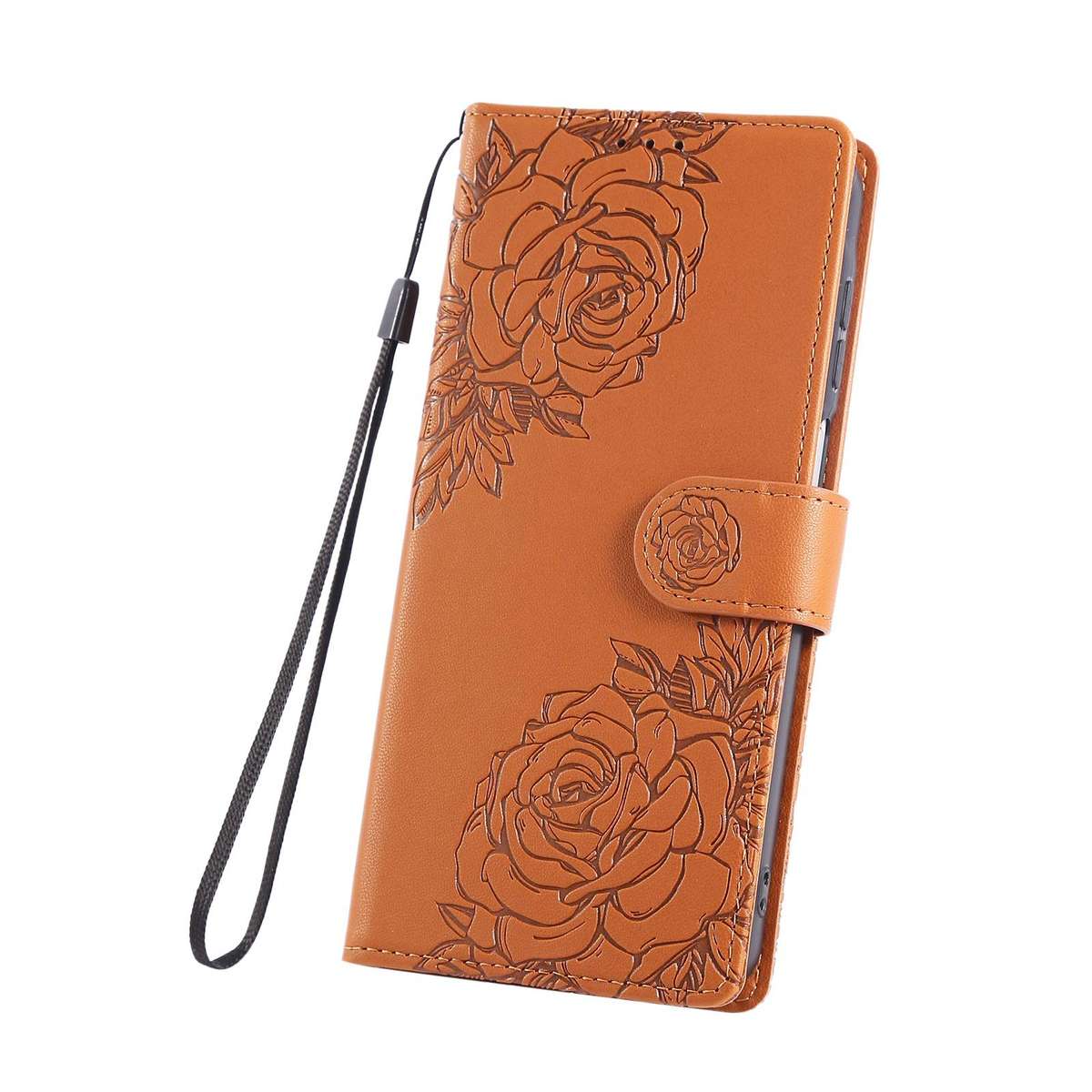 For Samsung Galaxy A57 5G Rose Flower Embossed 3-Card Slots Leather Phone Case(Brown)