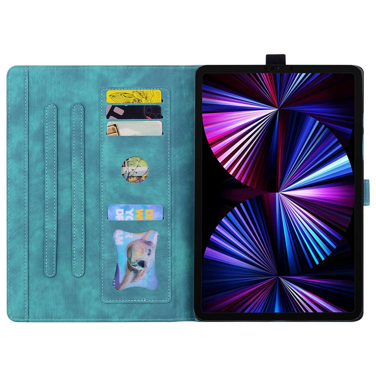For Tecno MegaPad Pro 12 Cartoon Sakura Cat Embossed Leather Tablet Case(Green)