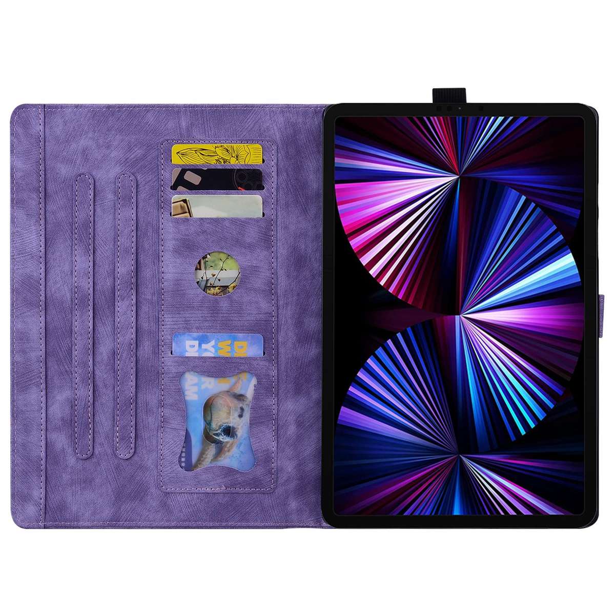 For Tecno MegaPad Pro 12 Cartoon Sakura Cat Embossed Leather Tablet Case(Purple)