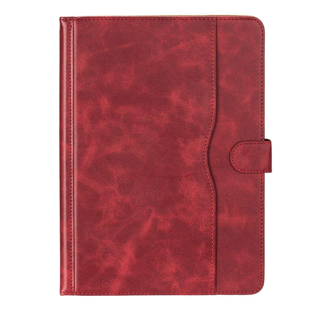 11-12.4 inch Two-Color Cowhide Leather Tablet Case(Wine Red)