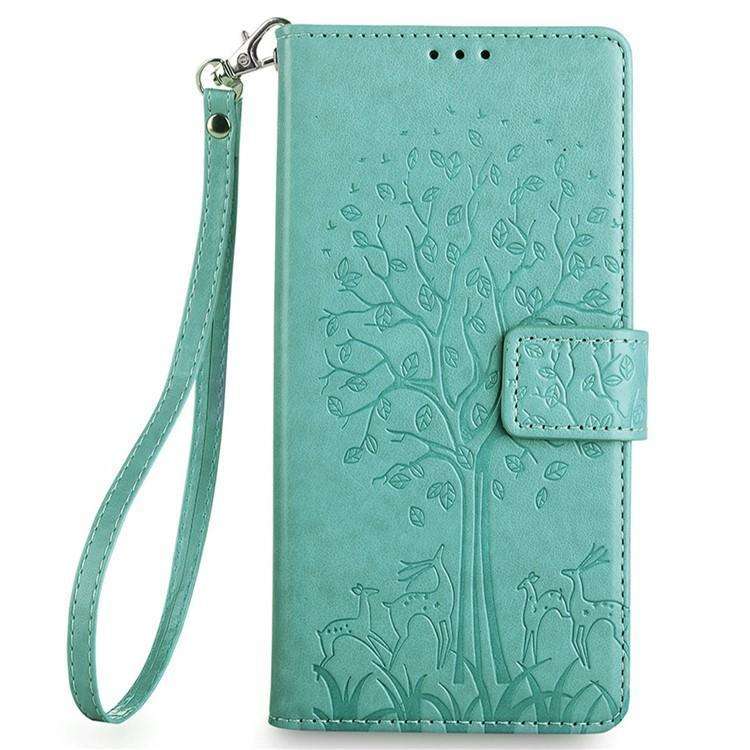 For Redmi K80 Ultra Tree & Deer Embossed Leather Phone Case(Green)