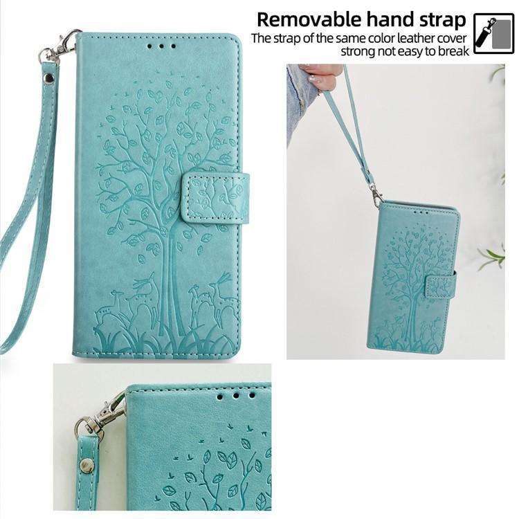 For Redmi K80 Ultra Tree & Deer Embossed Leather Phone Case(Green)