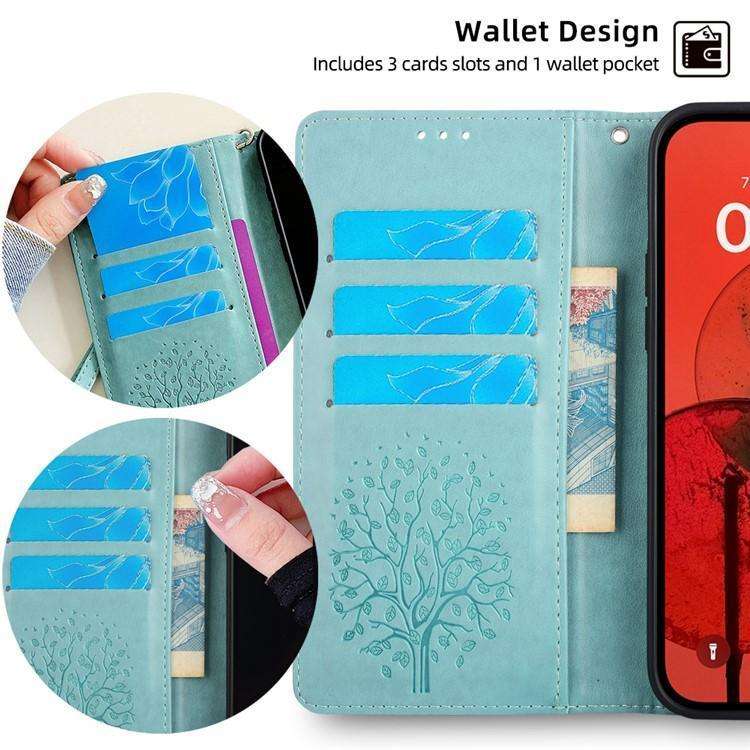 For Redmi K80 Ultra Tree & Deer Embossed Leather Phone Case(Green)