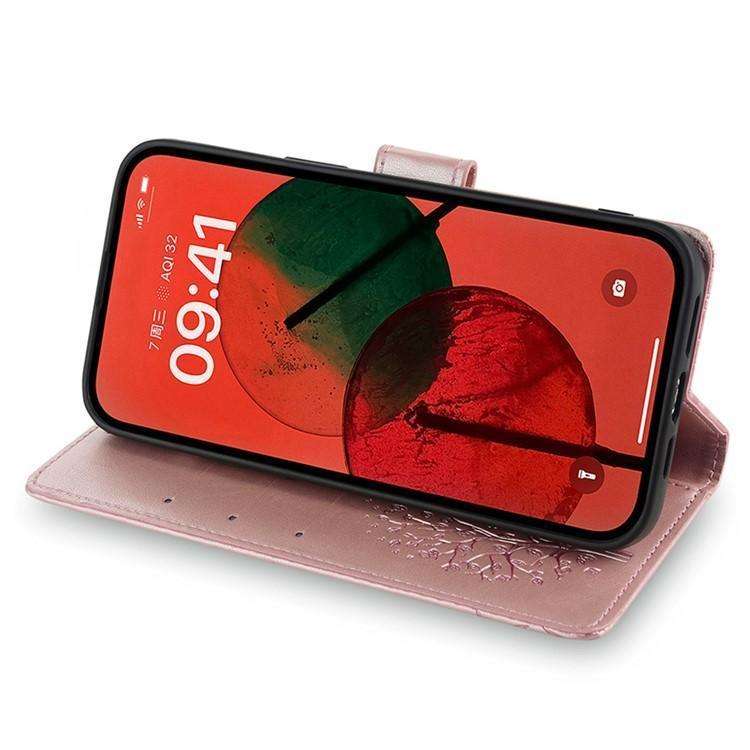 For Redmi K80 Ultra Tree & Deer Embossed Leather Phone Case(Rose Gold)