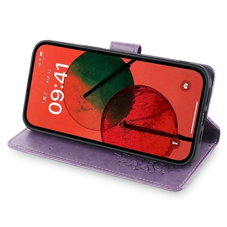 For Redmi K80 Ultra Tree & Deer Embossed Leather Phone Case(Purple)