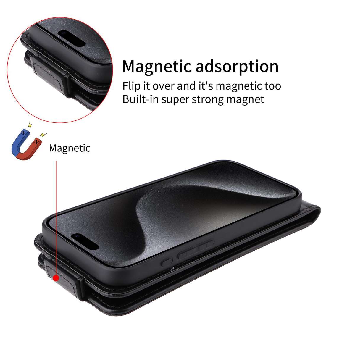 For Xiaomi 15 Ultra 5G Magnetic Vertical Flip Leather Phone Case with Buckle(Black)