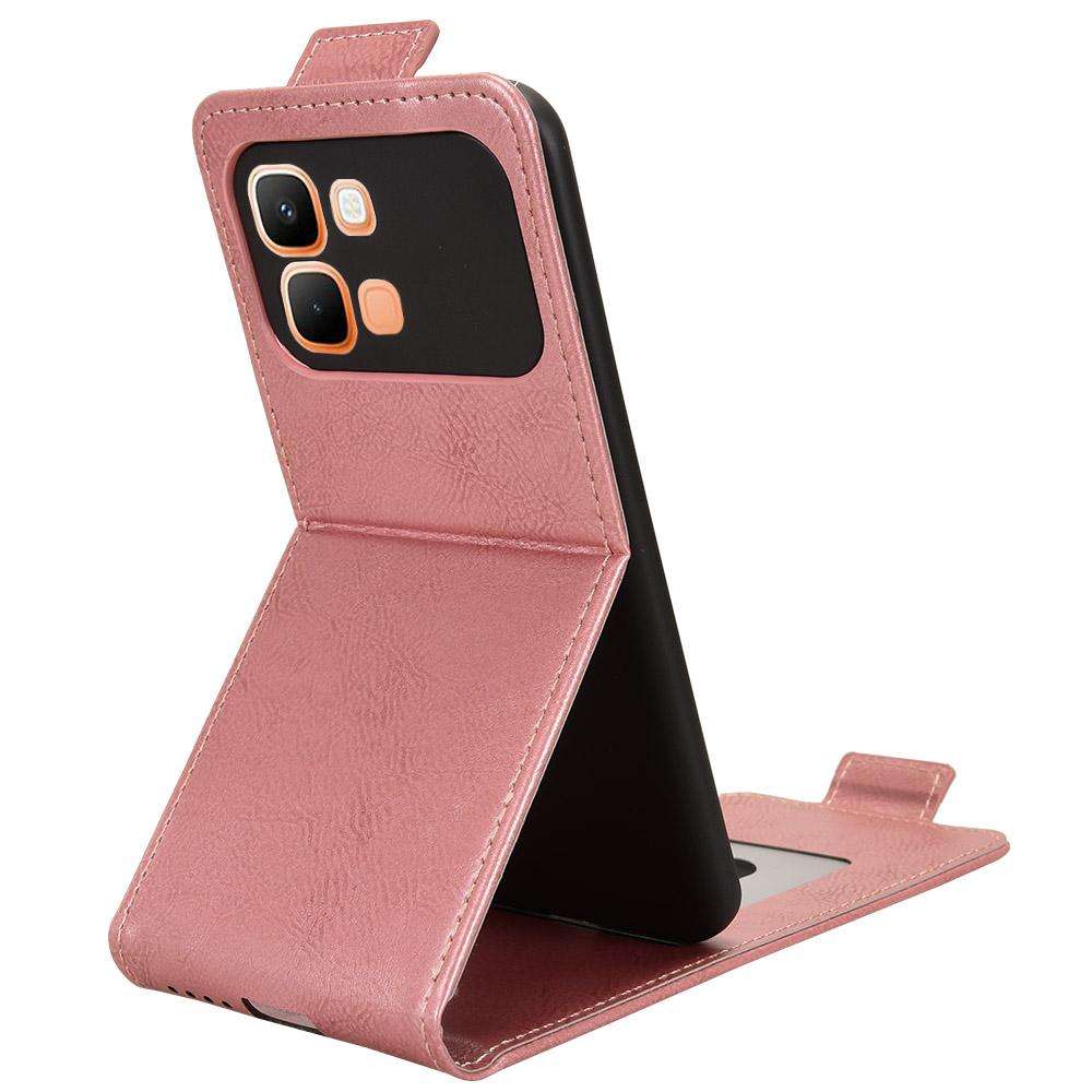 For Infinix Note Edge 5G Magnetic Vertical Flip Leather Phone Case with Buckle(Rose Gold)