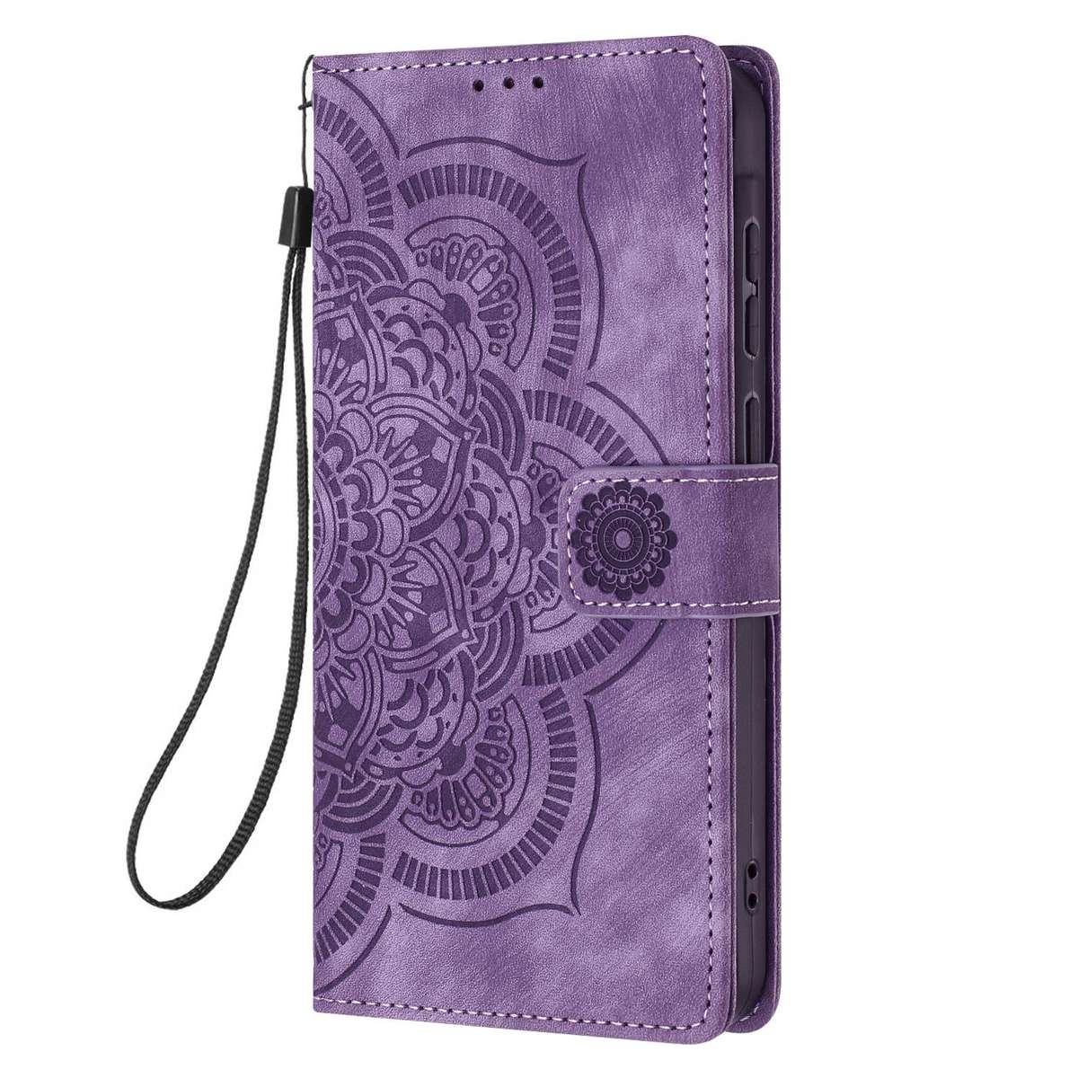 For Samsung Galaxy S23 5G Mandala Embossed Retro Frosted Leather Phone Case(Purple)