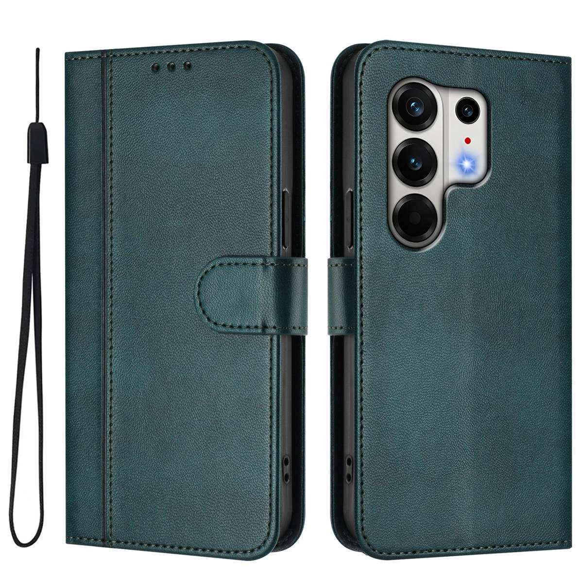 For Tecno Camon 50 Pro 4G Line Splicing Buckle Retro Leather Phone Case(Dark Green)