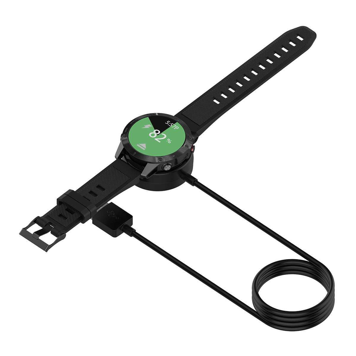 For Garmin Fenix 8 / 7X / 6S Pro xDfind USB Port Integrated Watch Charger With Data Tr ... (Black)