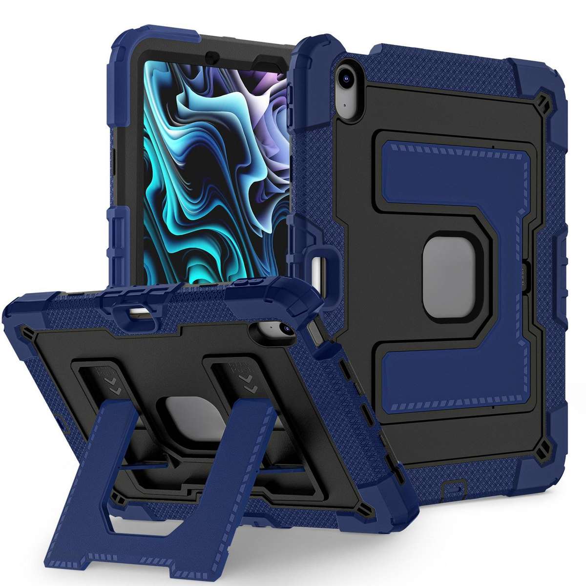 For iPad Air 11 2026 / 2025 / 2024 Big Holder Silicone Hydric PC Tablet Case with ... (Navy Black)