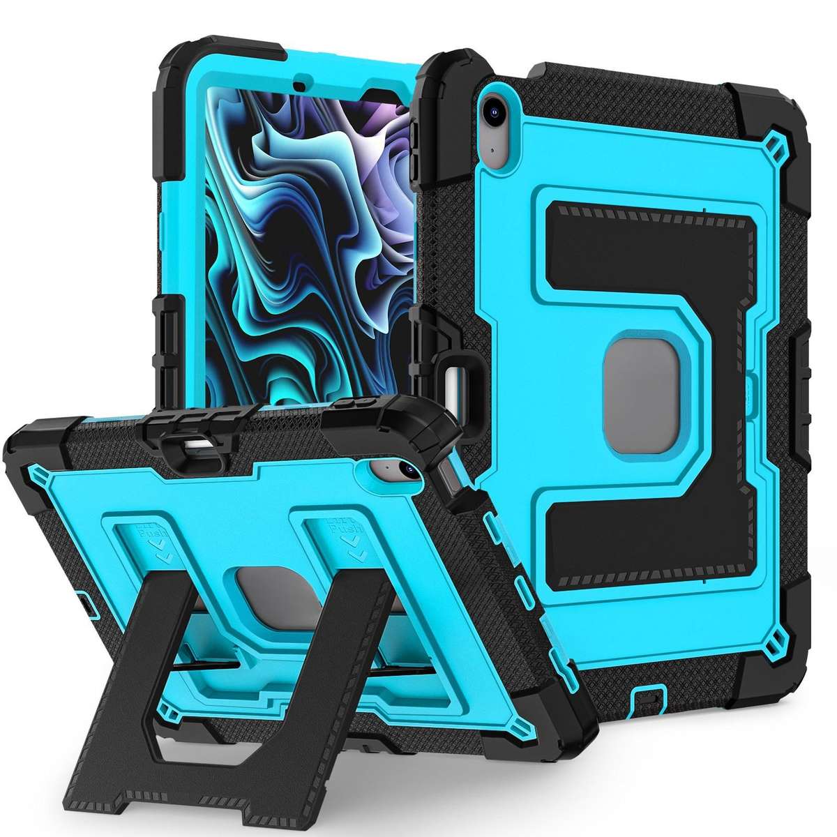 For iPad Air 11 2026 / 2025 / 2024 Big Holder Silicone Hydric PC Tablet Case with ... (Black Blue)
