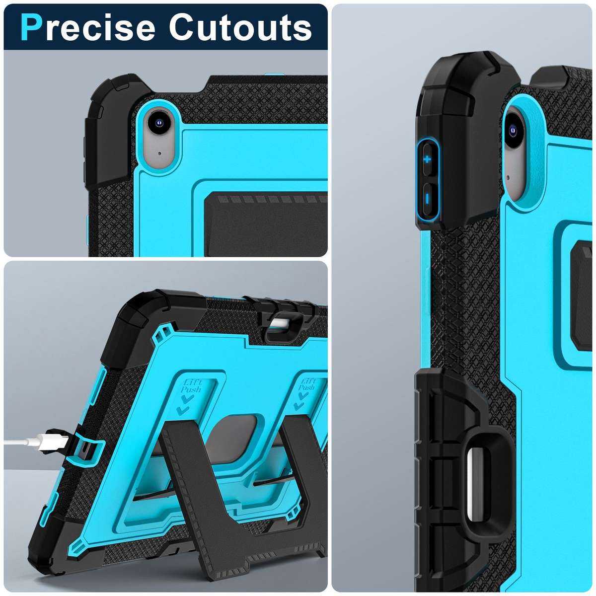 For iPad Air 11 2026 / 2025 / 2024 Big Holder Silicone Hydric PC Tablet Case with ... (Black Blue)