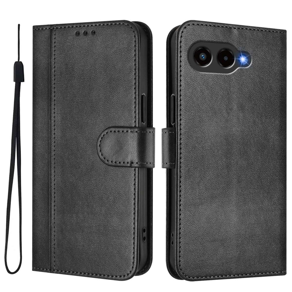 For T-Mobile REVVL 8 / T Phone 3 Line Splicing Buckle Retro Leather Phone Case(Black)