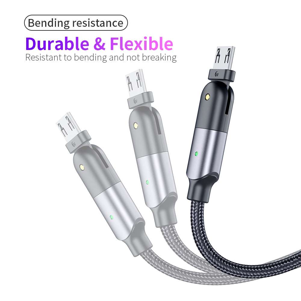FXCM-WYA0G 2.4A USB to Micro USB 180 Degree Rotating Elbow Charging Cable, Length:2m(Grey)
