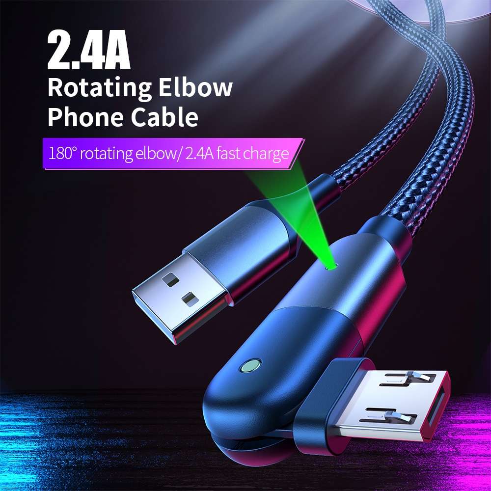 FXCM-WYA09 2.4A USB to Micro USB 180 Degree Rotating Elbow Charging Cable, Length:2m(Red)