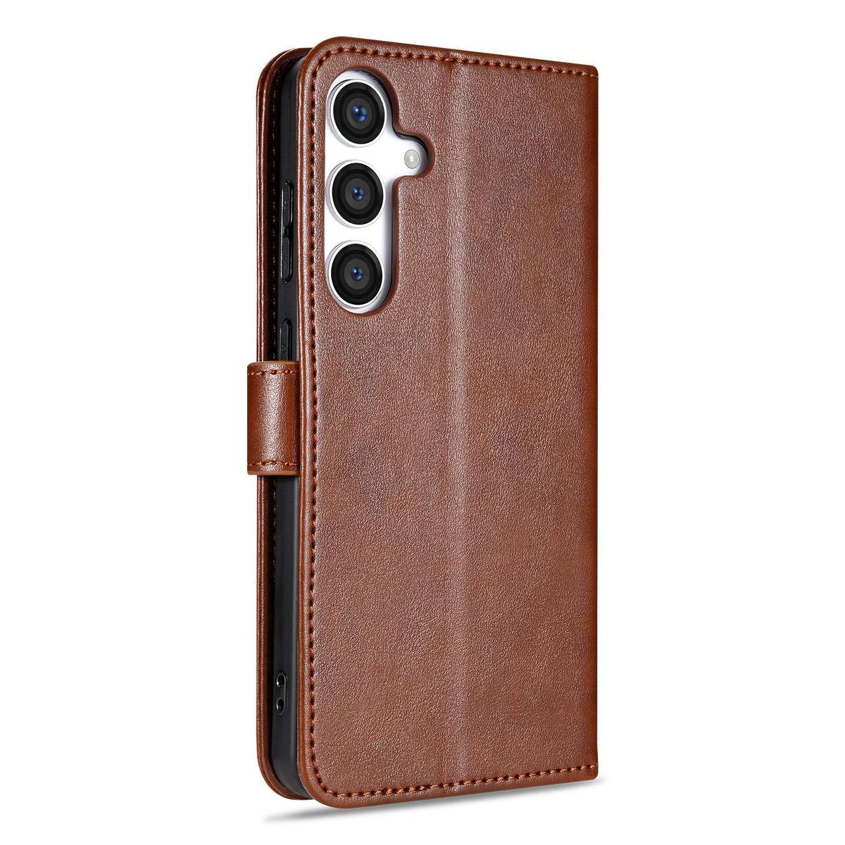 For Samsung Galaxy S24 5G AZNS Sheepskin Texture Flip Leather Phone Case(Brown)