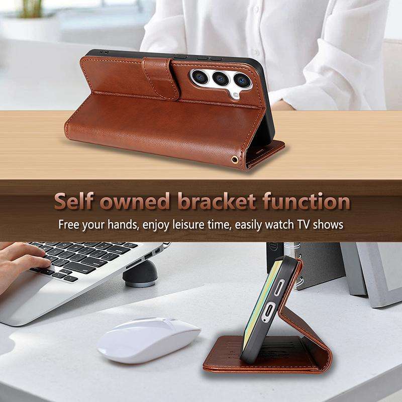 For Samsung Galaxy S24 5G AZNS Sheepskin Texture Flip Leather Phone Case(Brown)