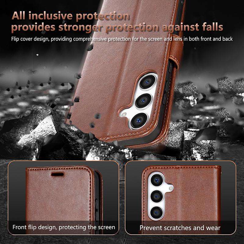 For Samsung Galaxy S24 5G AZNS Sheepskin Texture Flip Leather Phone Case(Brown)