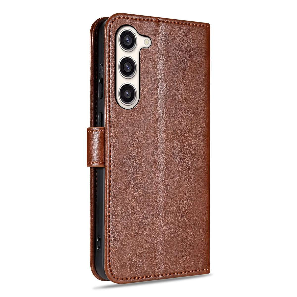 For Samsung Galaxy S23 5G AZNS Sheepskin Texture Flip Leather Phone Case(Brown)