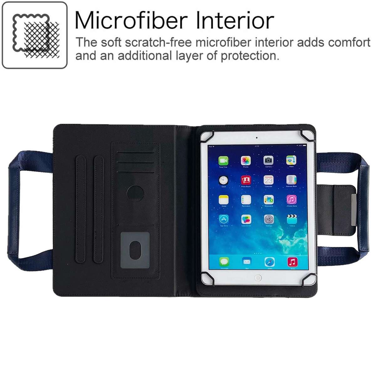 7-8 inch Zipper Handle Retro Leather Tablet Case(Royal Blue)