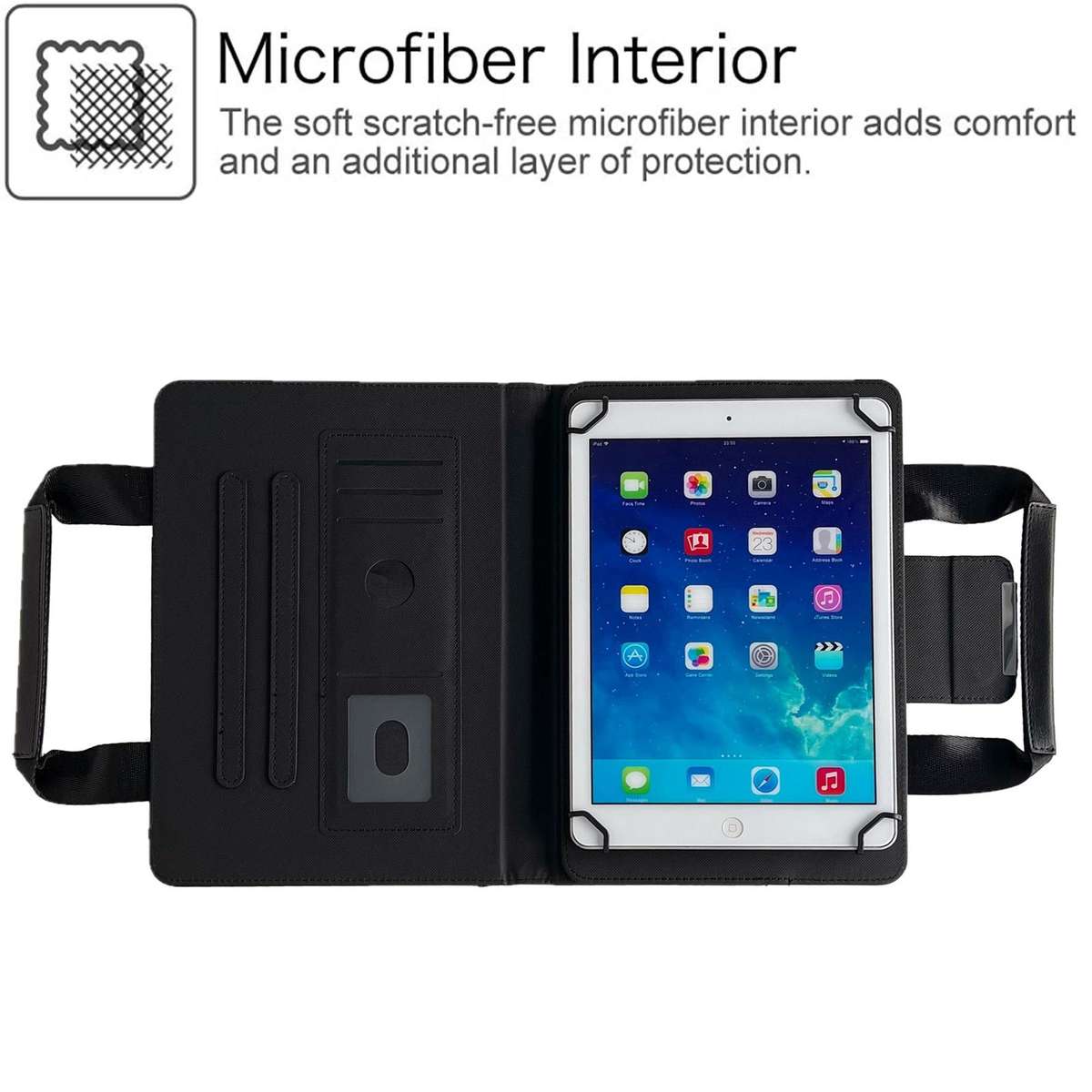 7-8 inch Zipper Handle Retro Leather Tablet Case(Black)