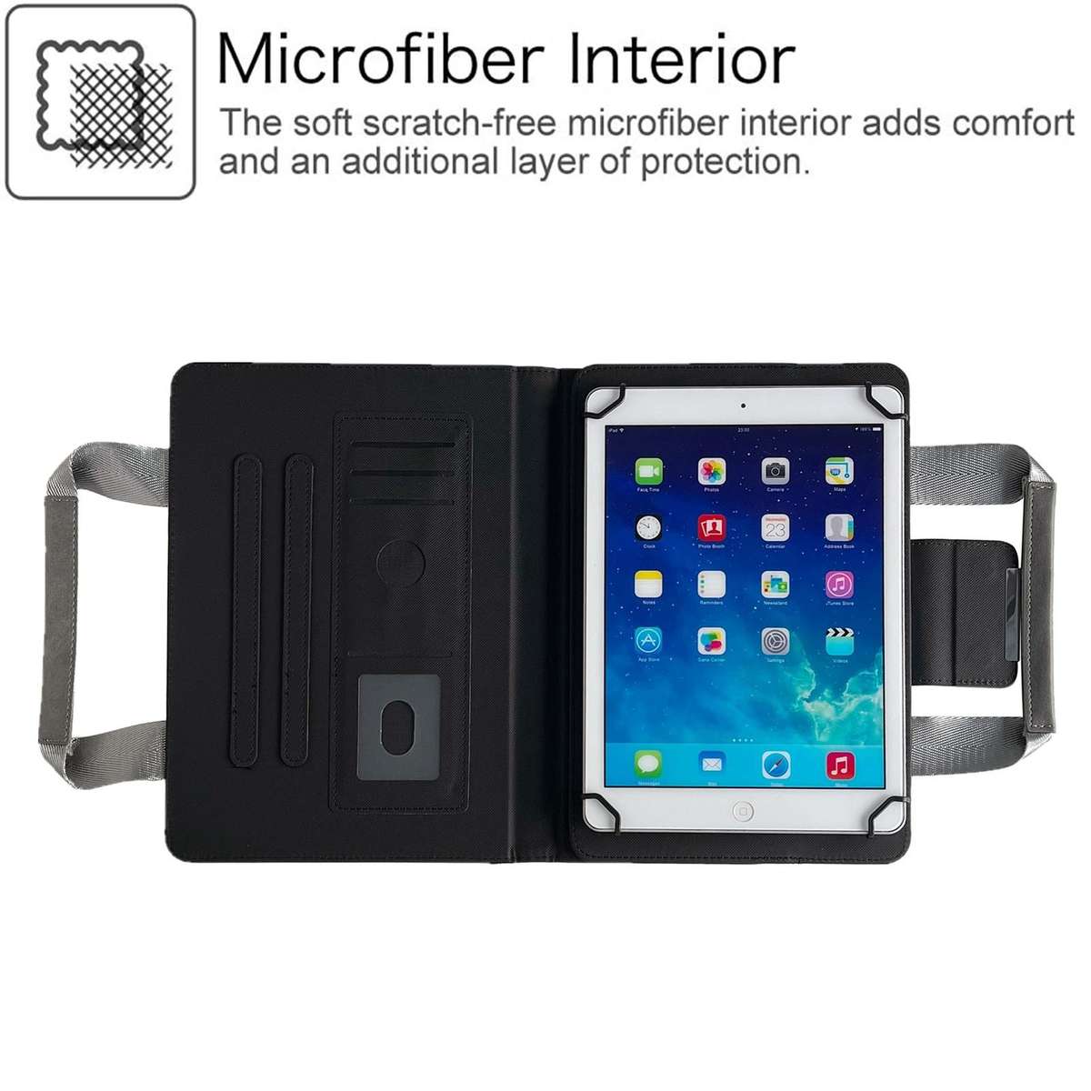 7-8 inch Zipper Handle Retro Leather Tablet Case(Grey)