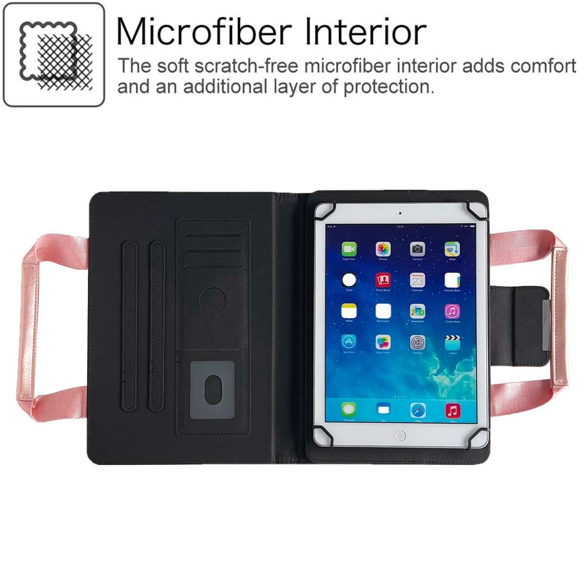 7-8 inch Zipper Handle Retro Leather Tablet Case(Rose Gold)