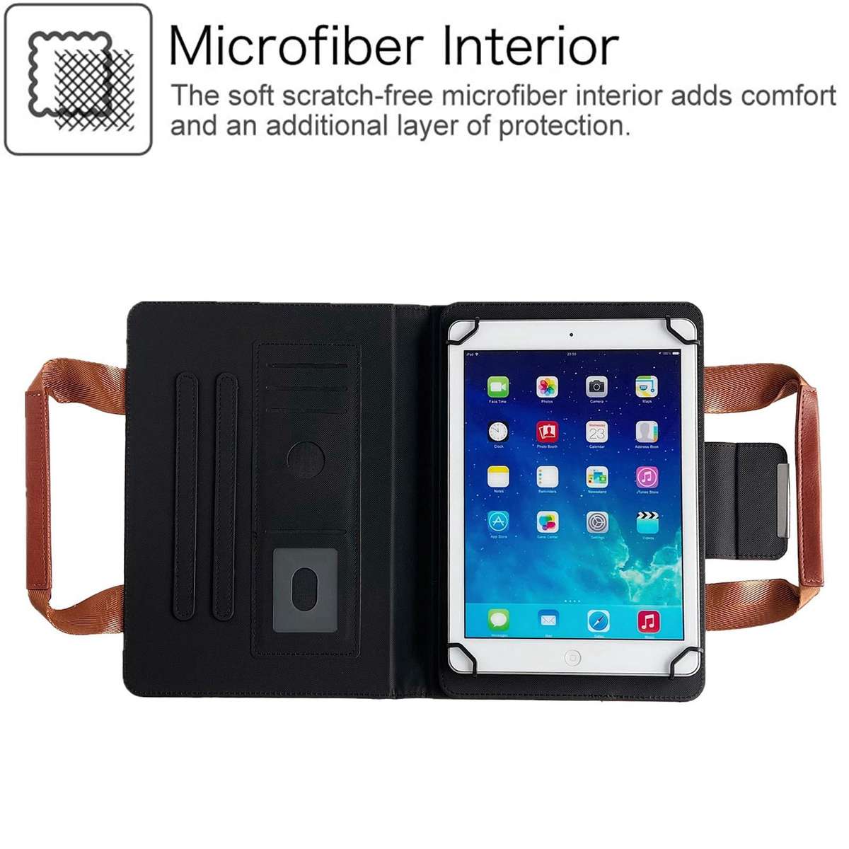 7-8 inch Zipper Handle Retro Leather Tablet Case(Brown)