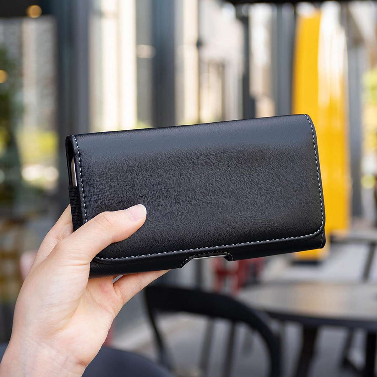 For 5 inch Universal Horizontal Outdoor Phone Waist Bag(Black)