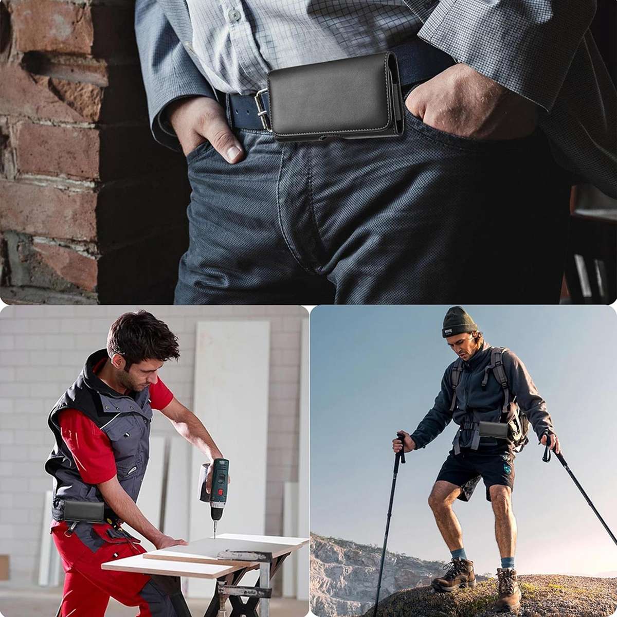 For 5.5 inch Universal Horizontal Outdoor Phone Waist Bag(Black)