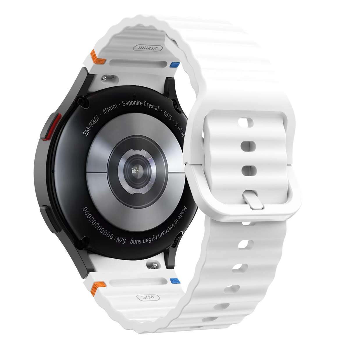 For Samsung Galaxy Watch FE / 7 / 6 / 5 / 4 xDfind Wavy Grain Stitched Colorful Buckle ... (White)