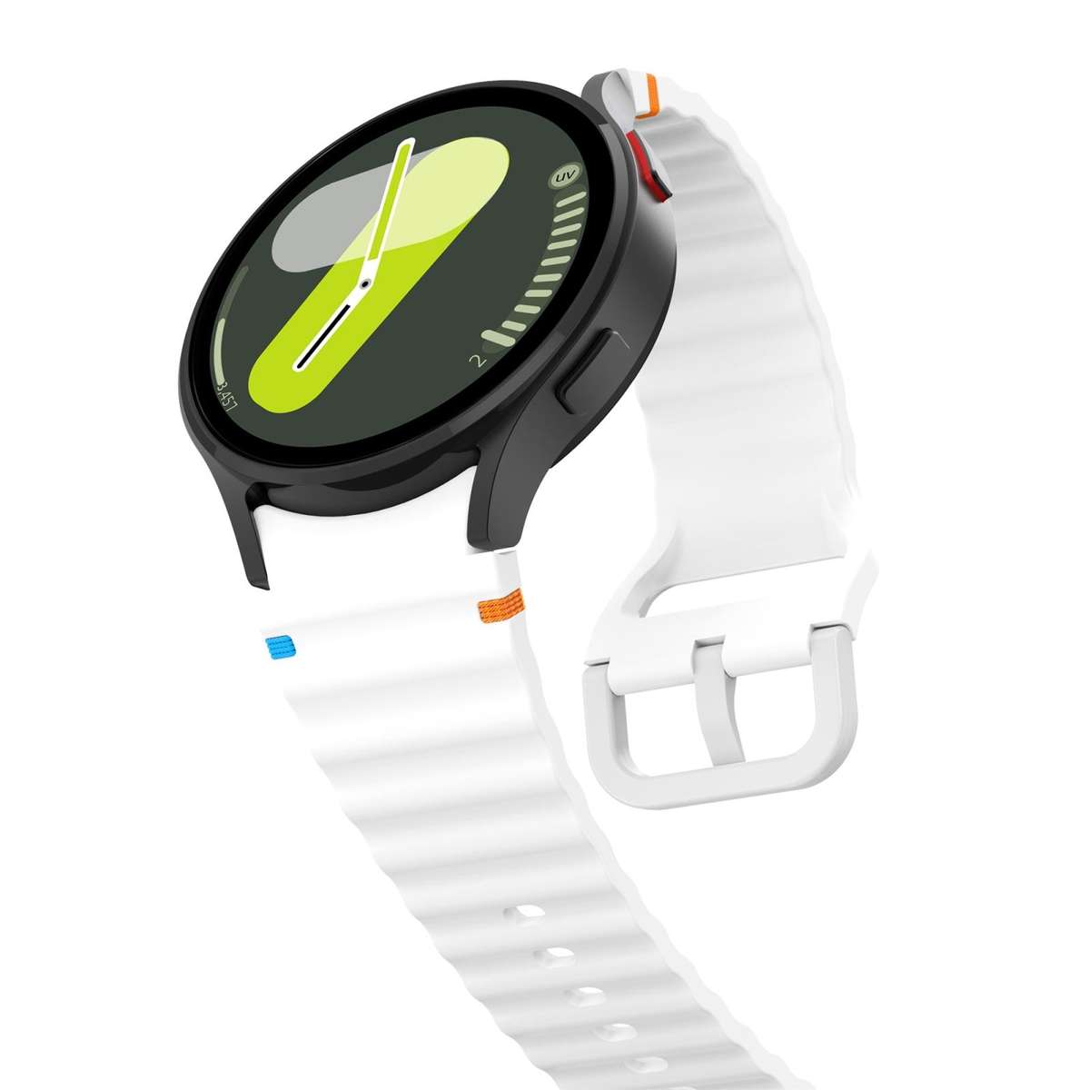 For Samsung Galaxy Watch FE / 7 / 6 / 5 / 4 xDfind Wavy Grain Stitched Colorful Buckle ... (White)