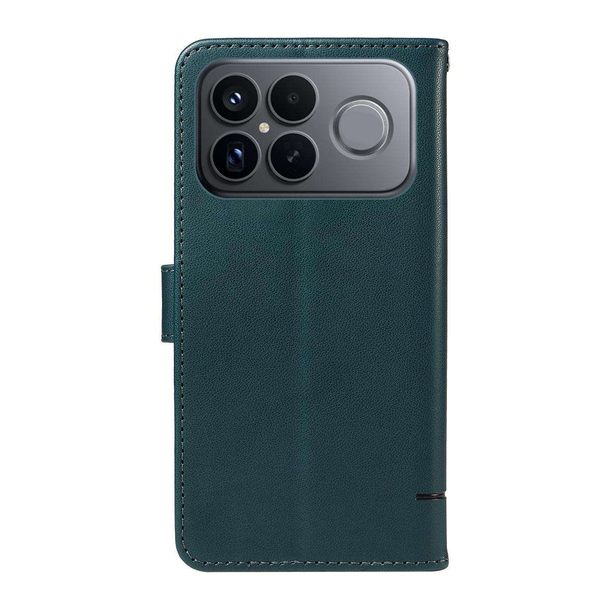 For Redmi K90 Pro Max/Poco F8 Ultra Adorable Cat Embossed Pattern Flip Leather Ph ... (Dark Green)