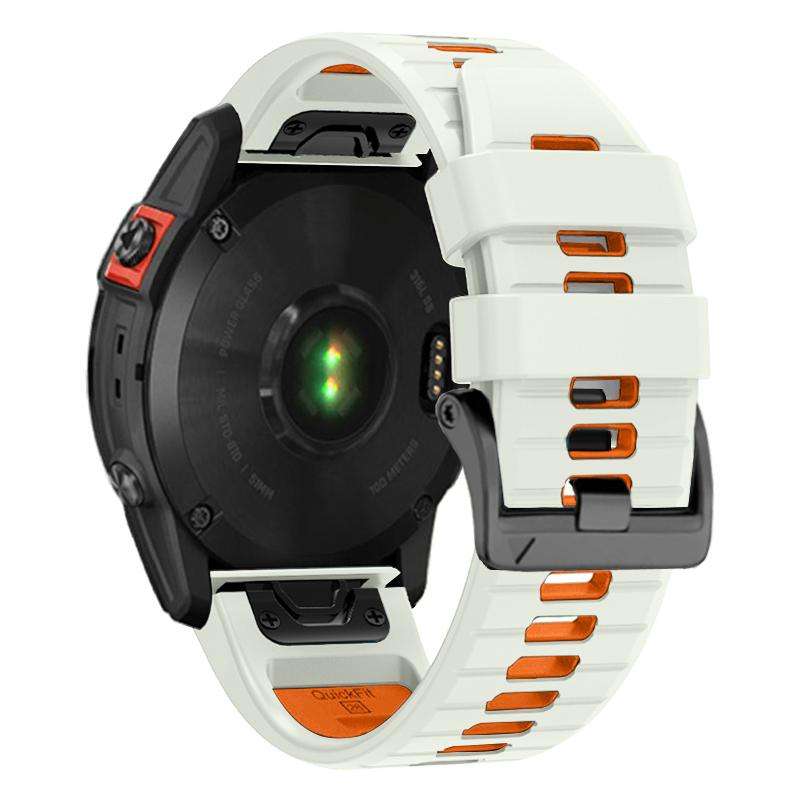 For Garmin 22mm Two Color Screw Buckle Quick Release Silicone Watch Band(Beige Orange)