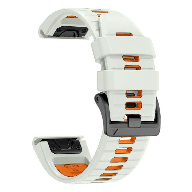 For Garmin 22mm Two Color Screw Buckle Quick Release Silicone Watch Band(Beige Orange)