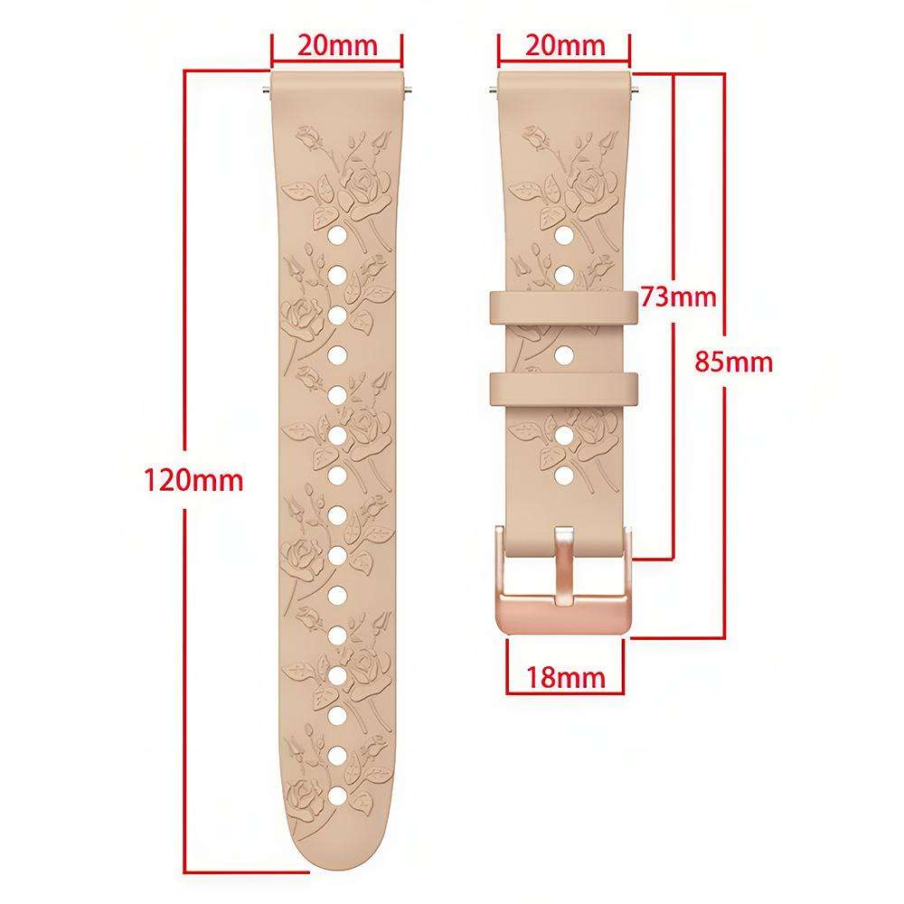 20mm Embossed Rose Gold Buckle Silicone Watch Band(Pink)