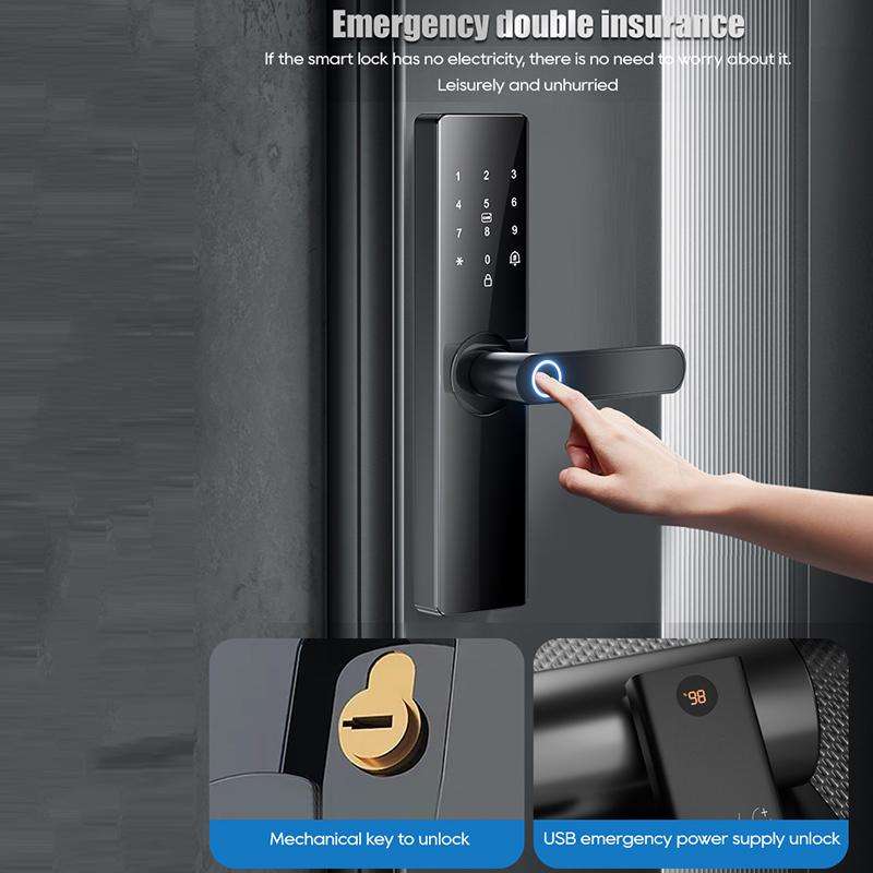 Z17 Tuya Smart WiFi Electronic Fingerprint Password Door Lock, Lock Body Size:14.7cm(Black)