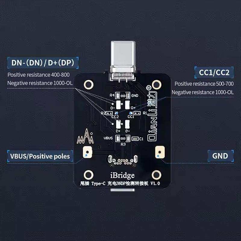 QianLi iBridge Tail Plug Charging DNDP Detection Epitaxial Board, Model:Type-C